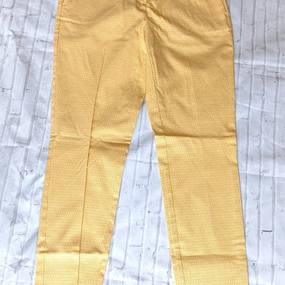 CYNTHIA ROWLEY Pants Women 6 Yellow Geometric Print Stretch Career Ankle Pants - Picture 2 of 6